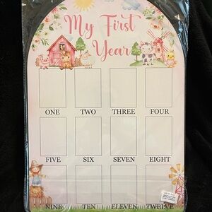 Pink and White Farm Milestone Board